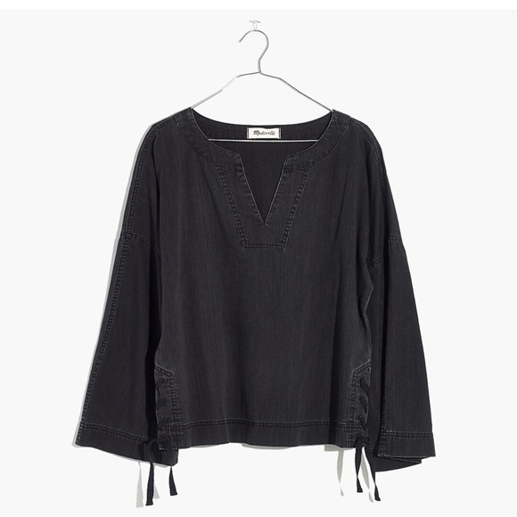 Madewell Tops - NWT Madewell Lace Up Side Black Denim Top S